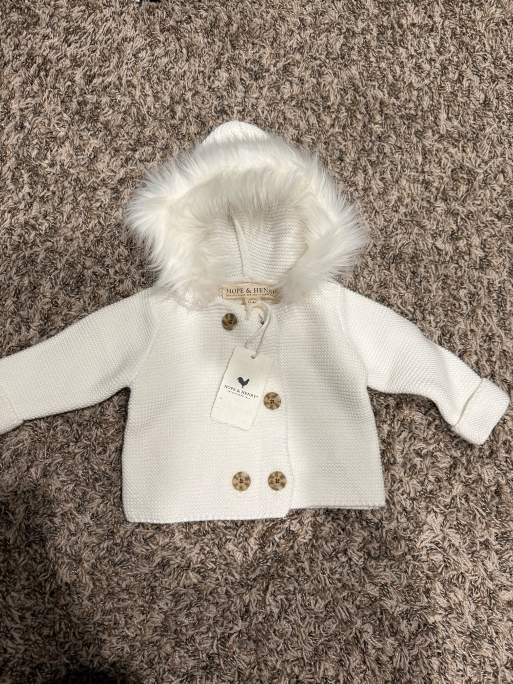 Cream Faux-Fur Hooded Baby Jacket